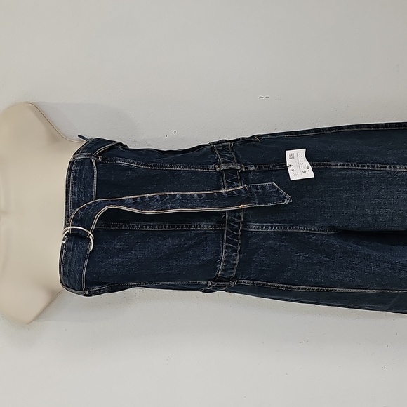 ZARA Strapless Wide-Leg Denim Jumpsuit NWT Size M